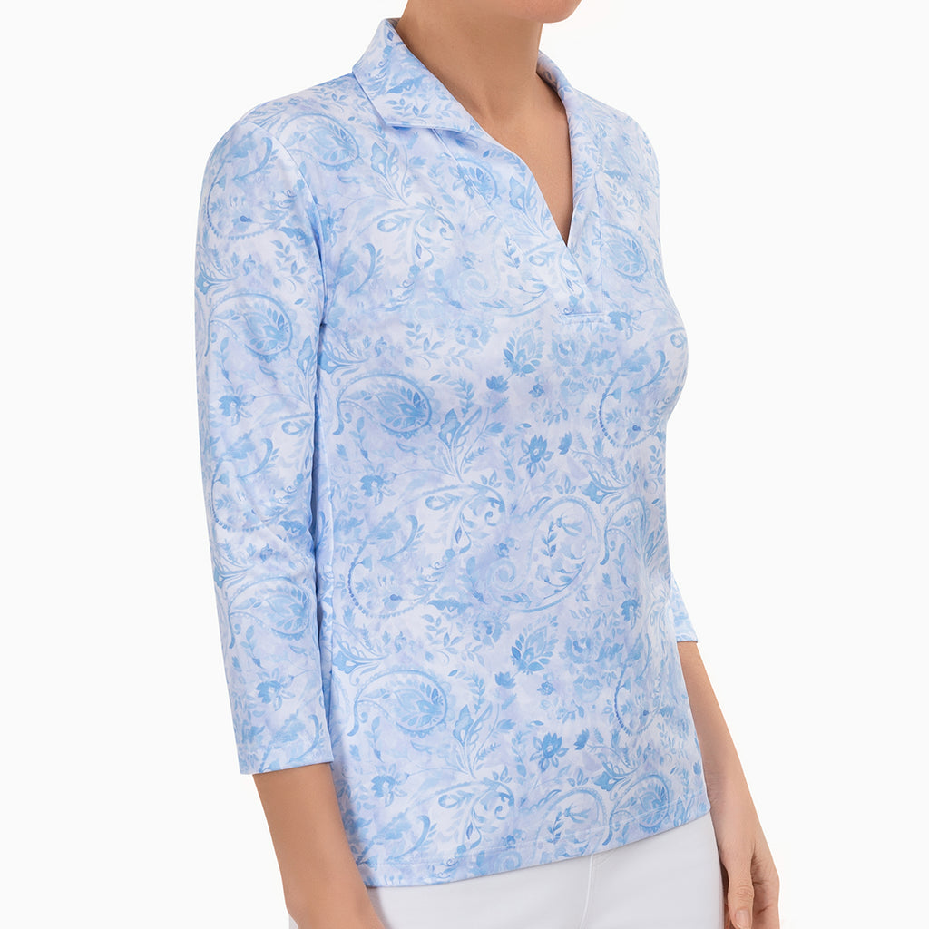 Polo Collar Tee in Blue Cote D Azur