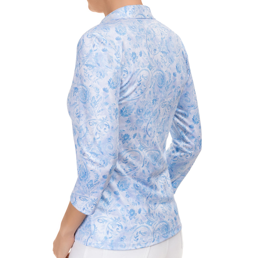 Polo Collar Tee in Blue Cote D Azur