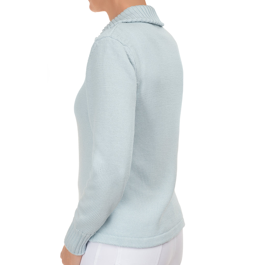 Roll Collar Cardigan in Glacier Blue