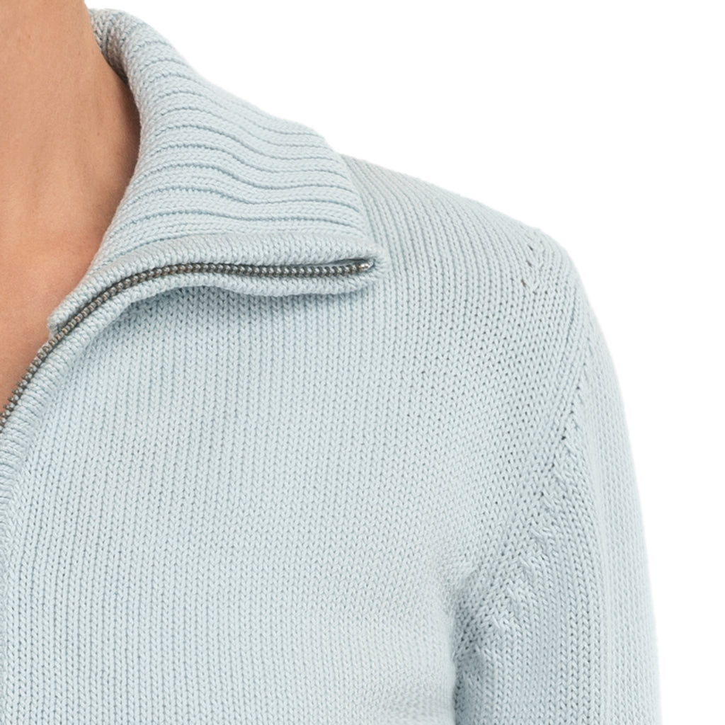 Roll Collar Cardigan in Glacier Blue