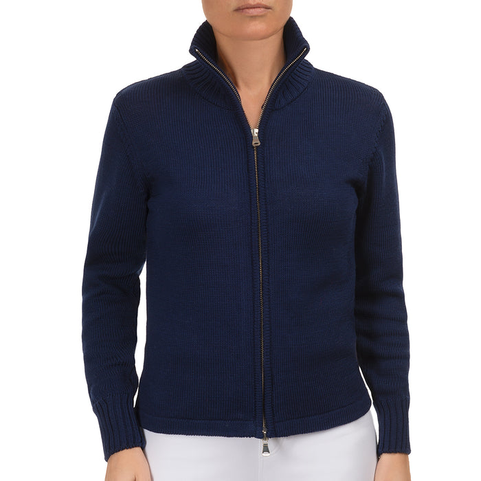 Roll Collar Cardigan in Navy