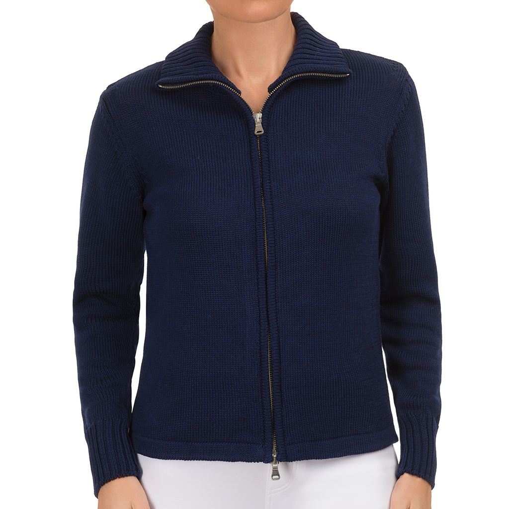 Roll Collar Cardigan in Navy