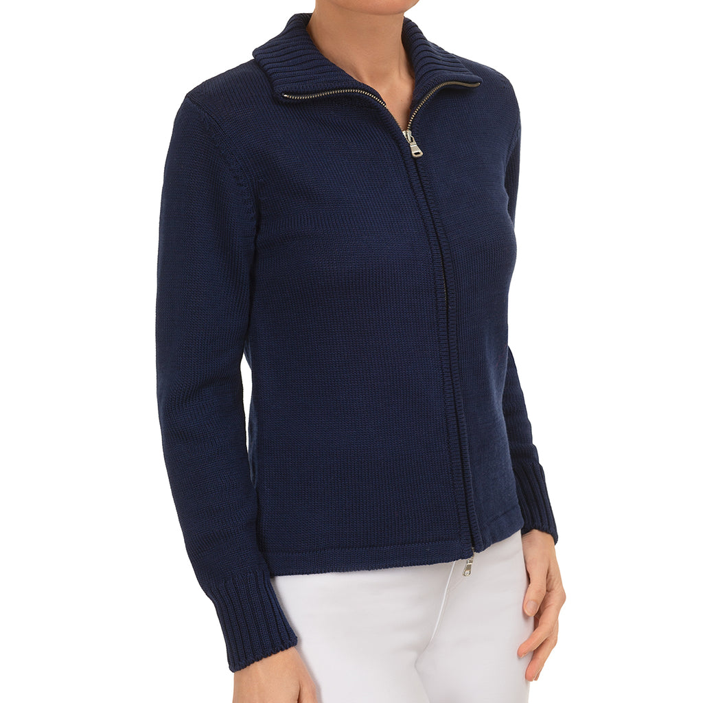 Roll Collar Cardigan in Navy