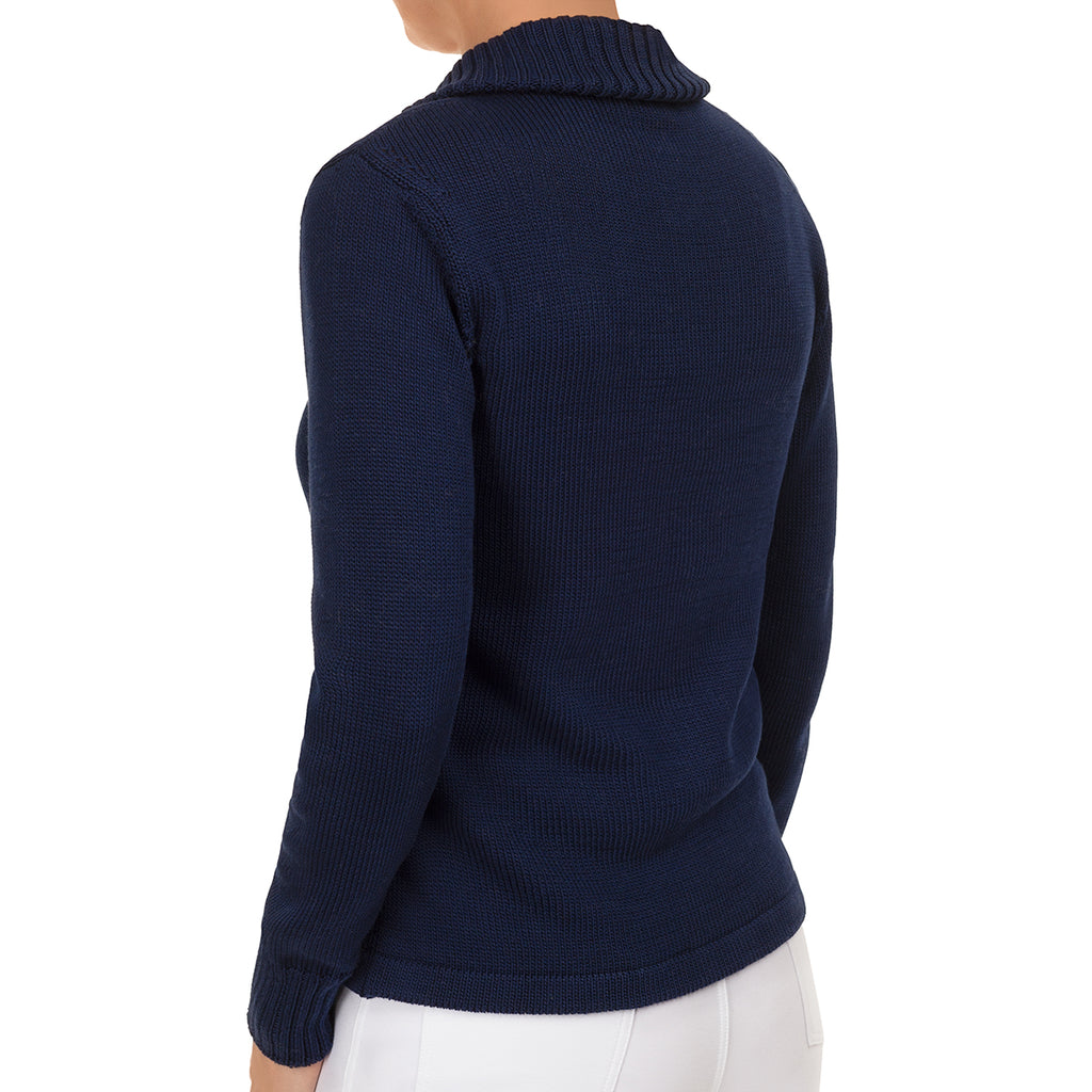 Roll Collar Cardigan in Navy