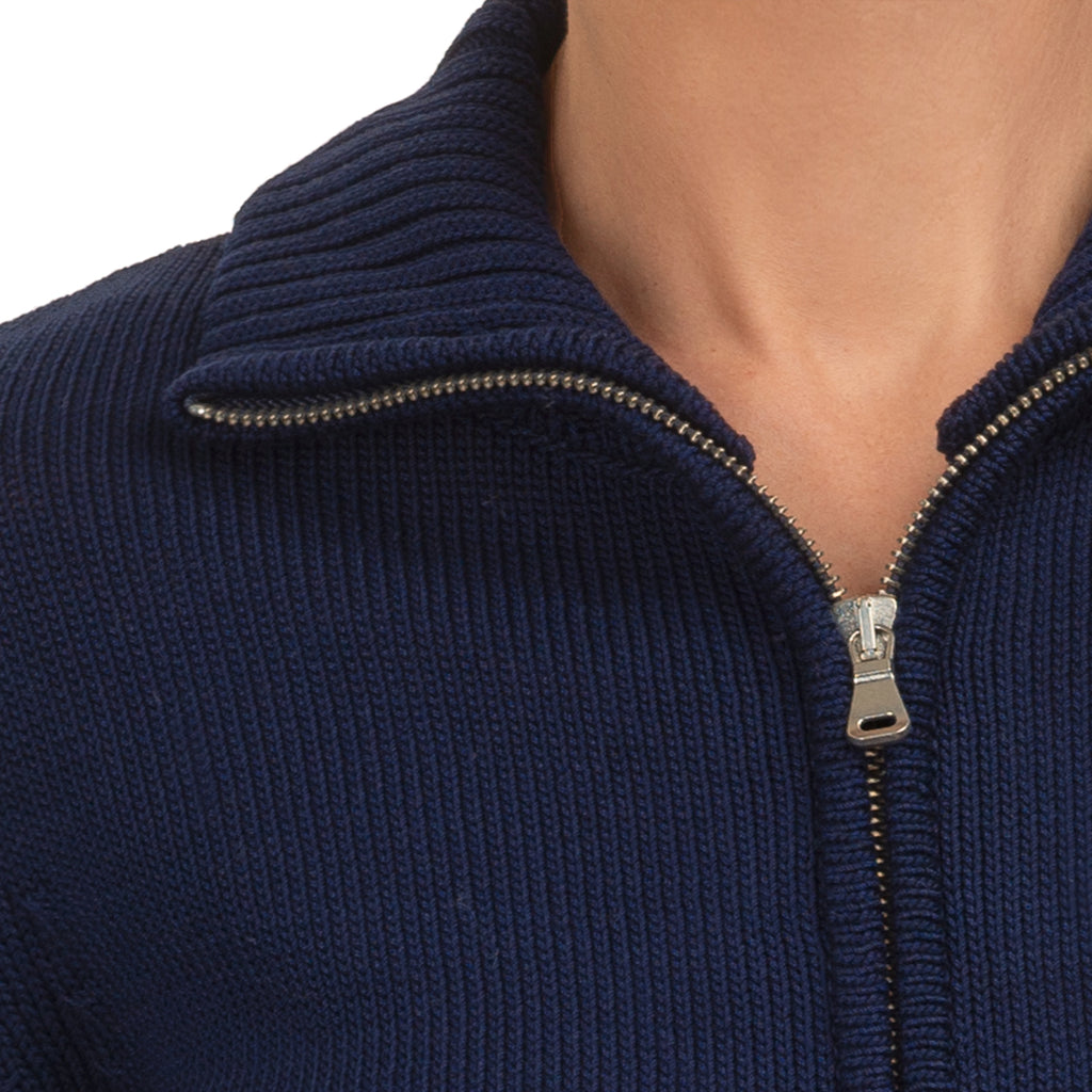 Roll Collar Cardigan in Navy