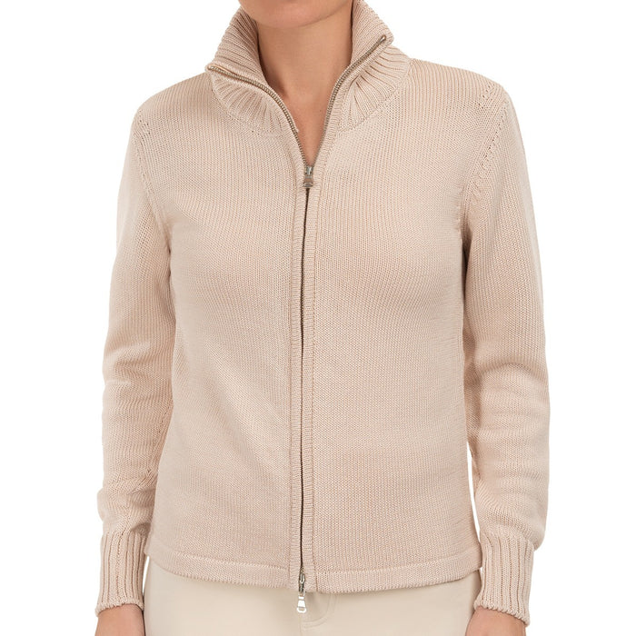 Roll Collar Cardigan in Flax