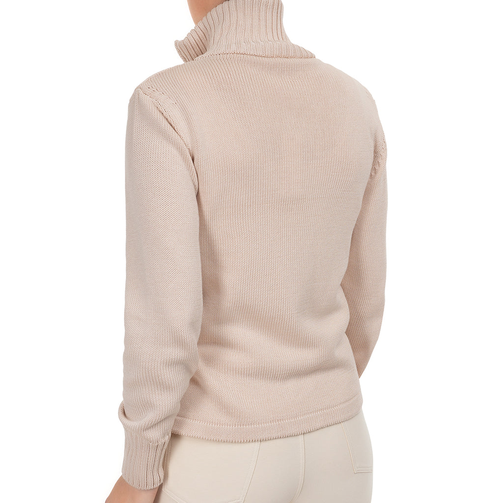 Roll Collar Cardigan in Flax