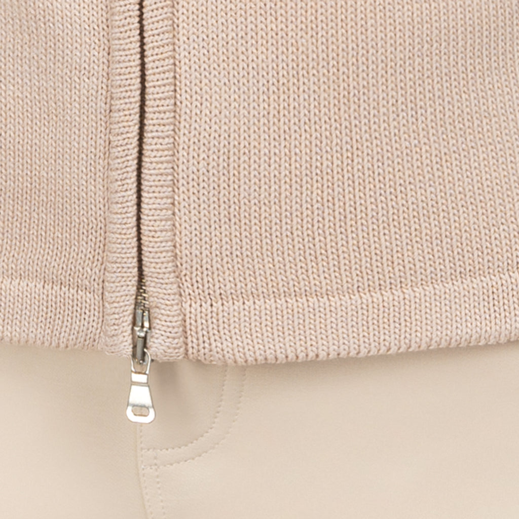 Roll Collar Cardigan in Flax
