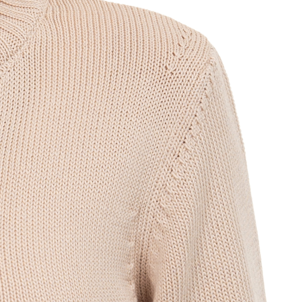 Roll Collar Cardigan in Flax