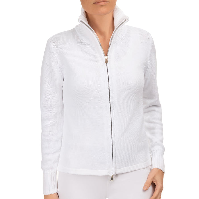 Roll Collar Cardigan in White