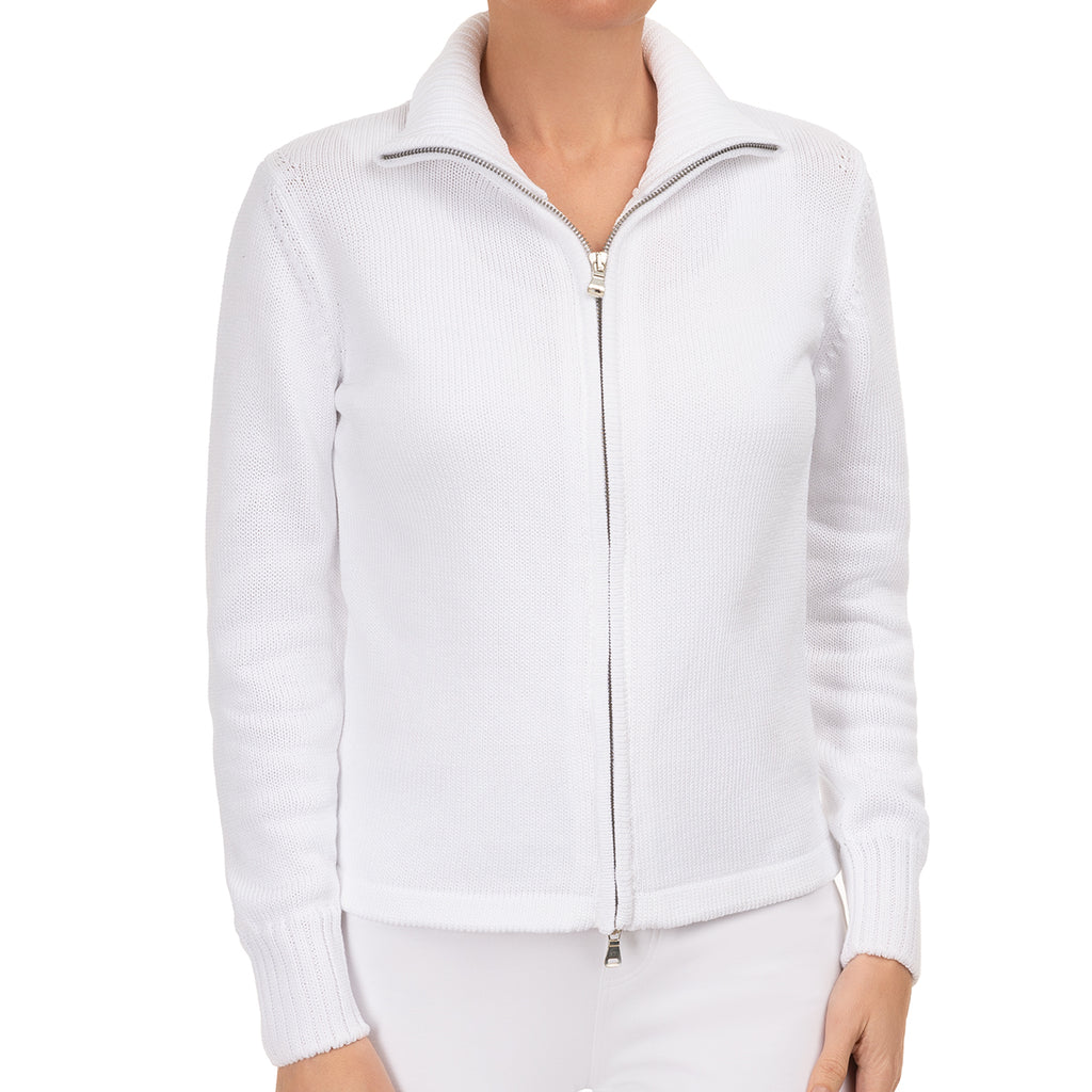 Roll Collar Cardigan in White