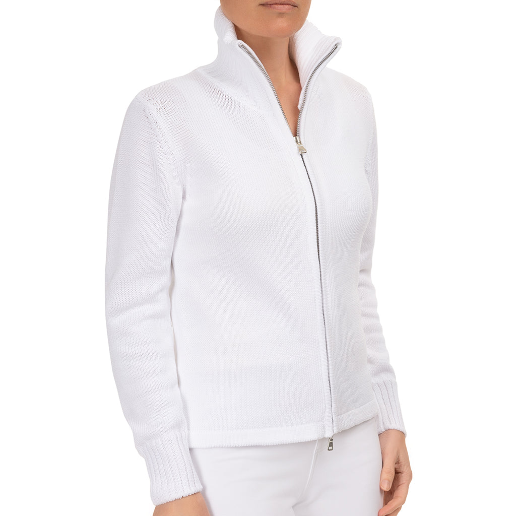 Roll Collar Cardigan in White
