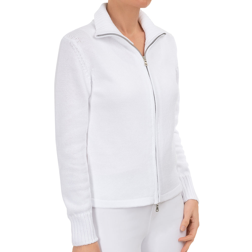 Roll Collar Cardigan in White