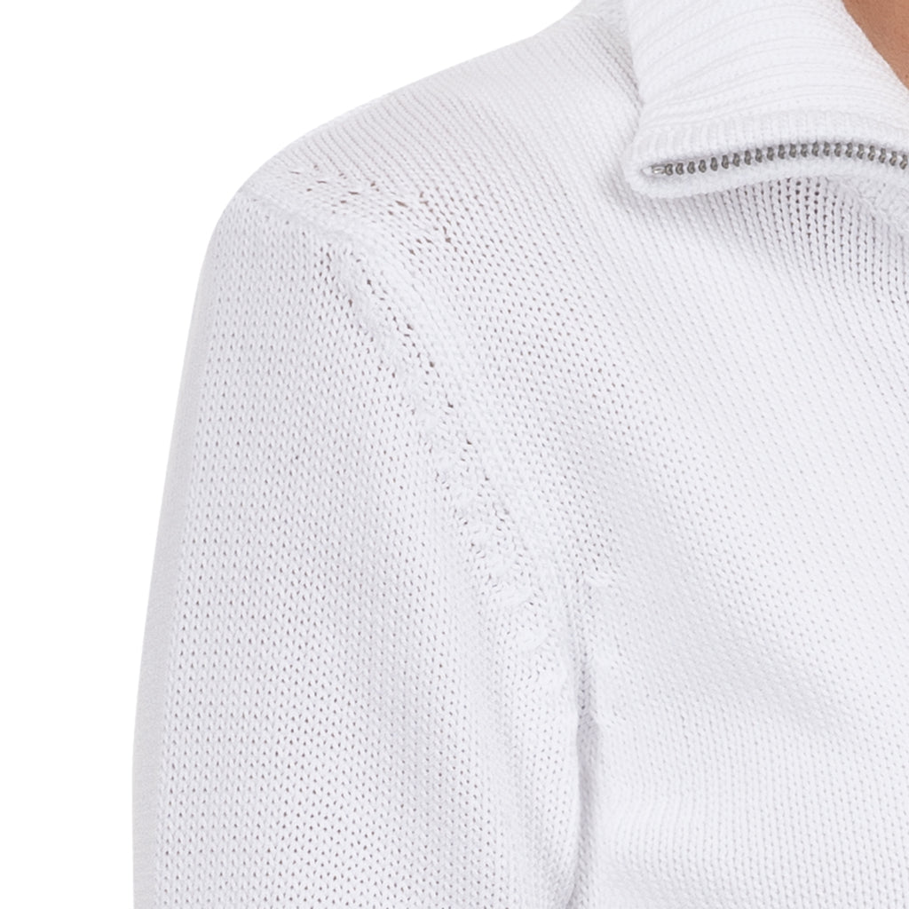 Roll Collar Cardigan in White