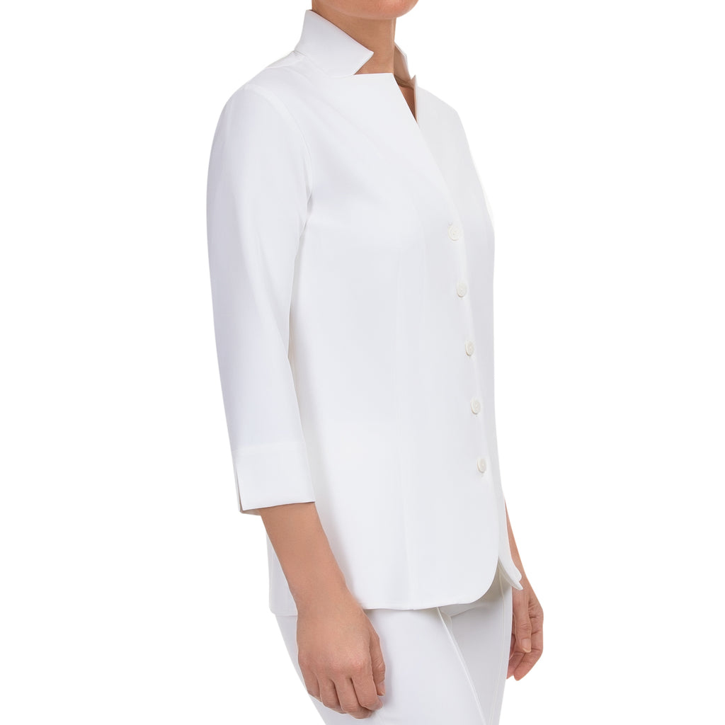 Inverted Notch Collar Blouse in White