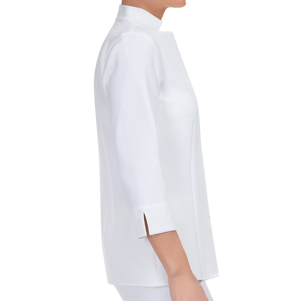 Inverted Notch Collar Blouse in White