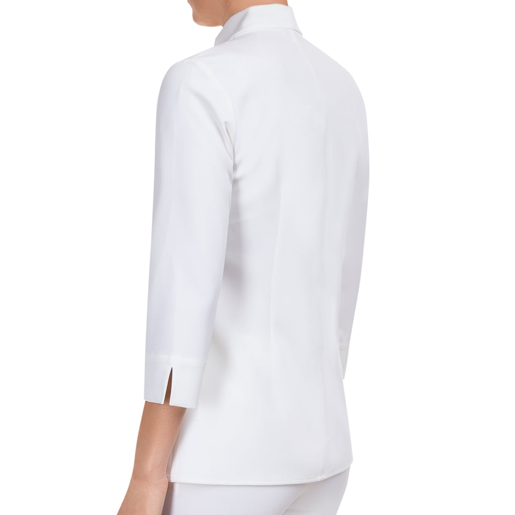 Inverted Notch Collar Blouse in White