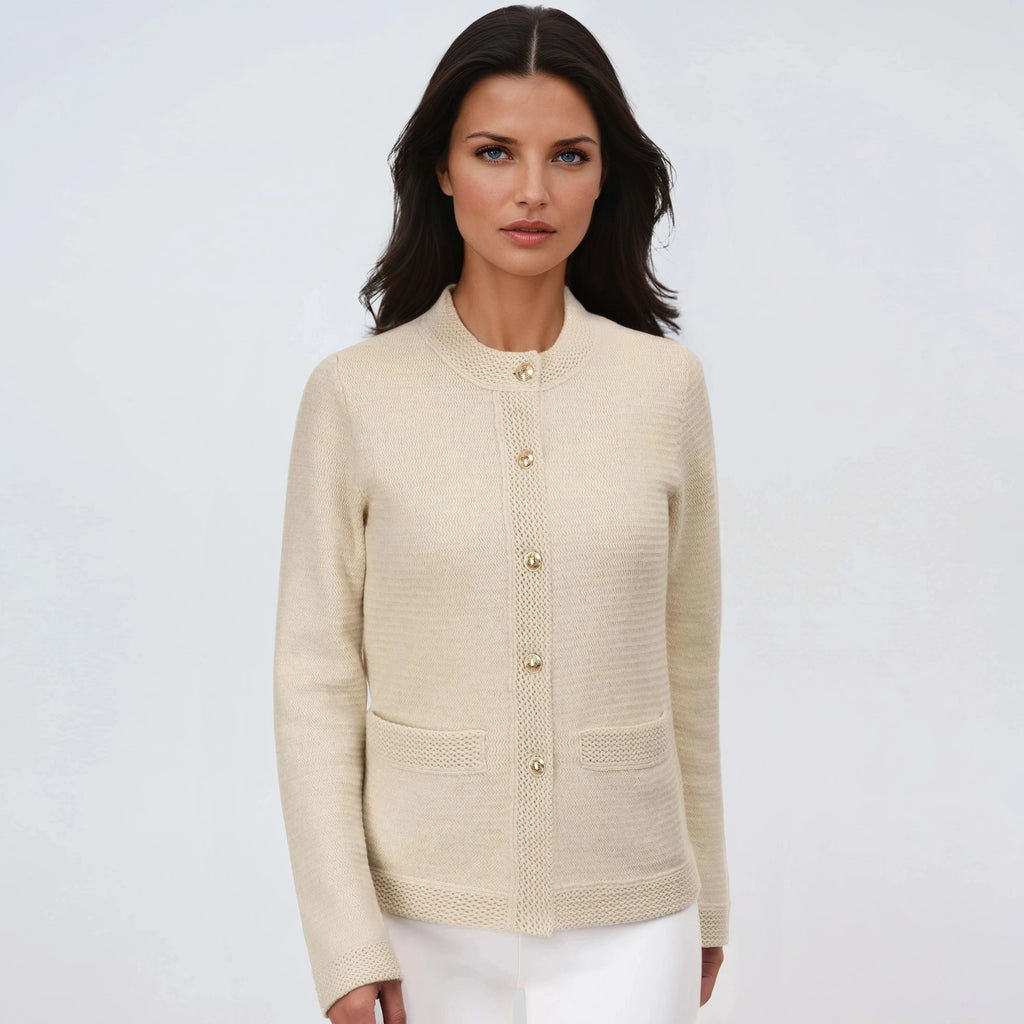 Traforato Trim Cardigan in Flax