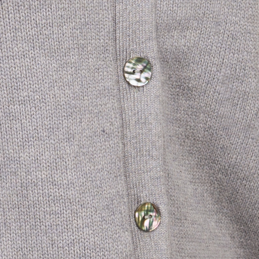 Cashmere & Wool V-Neck Cardigan in Light Grey Melange