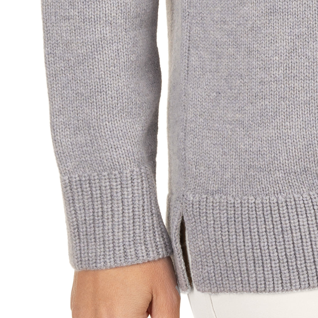 Cashmere & Wool V-Neck Cardigan in Light Grey Melange