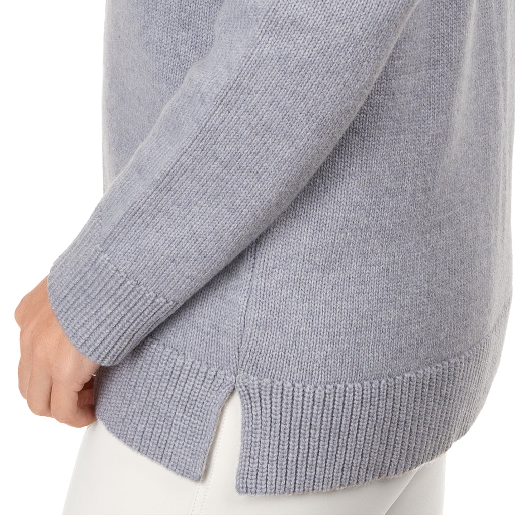 Cashmere & Wool V-Neck Cardigan in Light Grey Melange