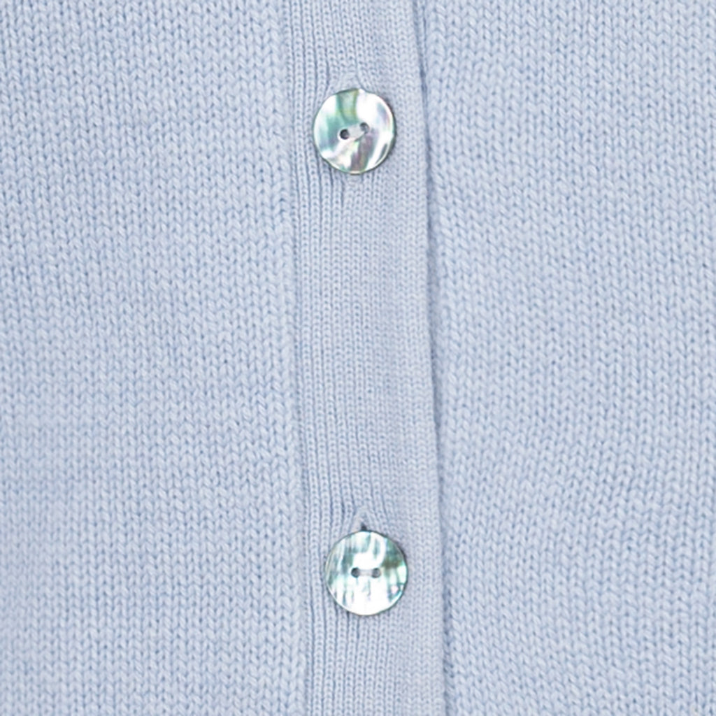 Cashmere & Wool V-Neck Cardigan in Cielo Blue
