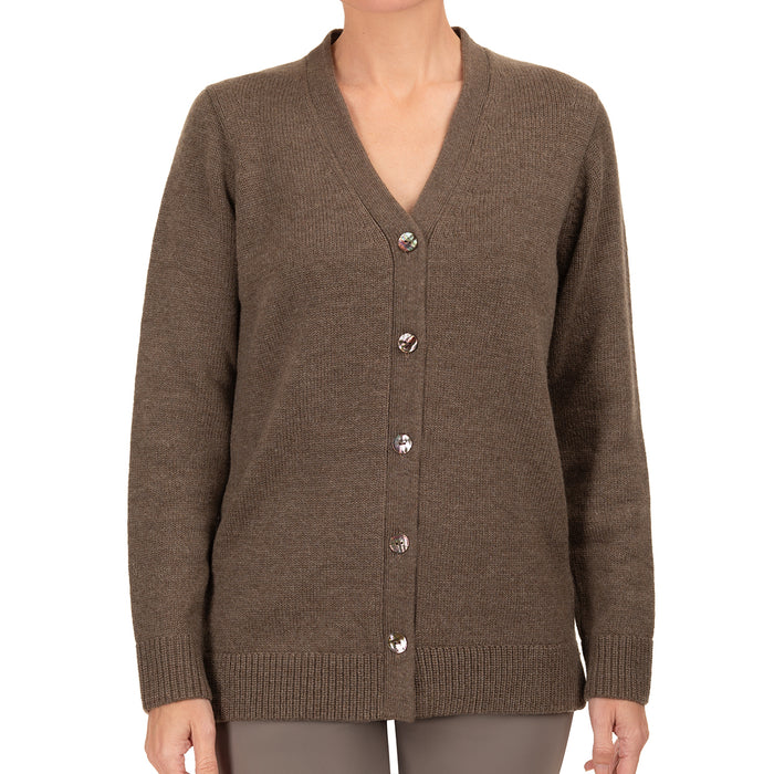 Cashmere & Wool V-Neck Cardigan in Cappuccino
