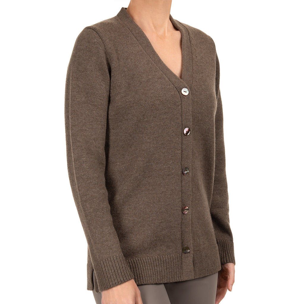 Cashmere & Wool V-Neck Cardigan in Cappuccino