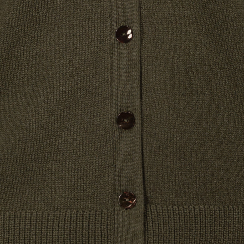 Cashmere & Wool V-Neck Cardigan in Olive