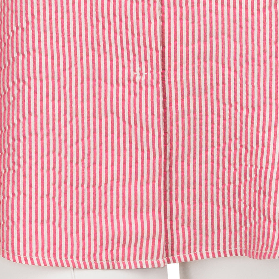 Inverted Notch Collar Tunic in Pink & White Stripe