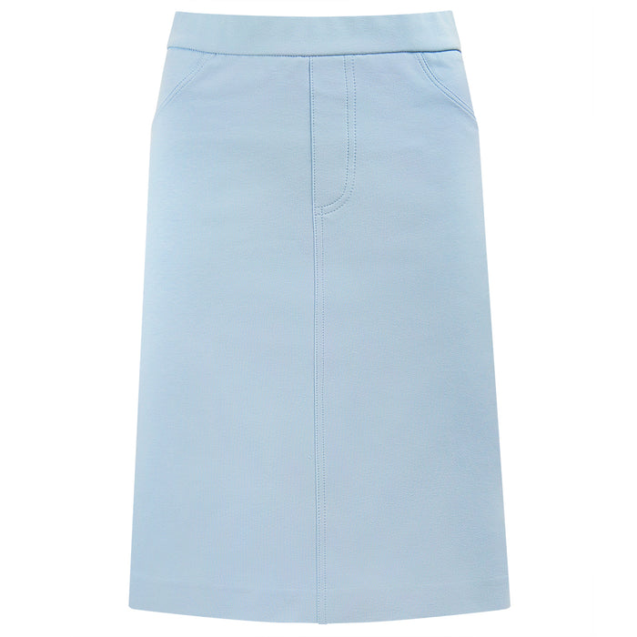Stretch Cotton Knit Jean Skirt in Giorgio Blue