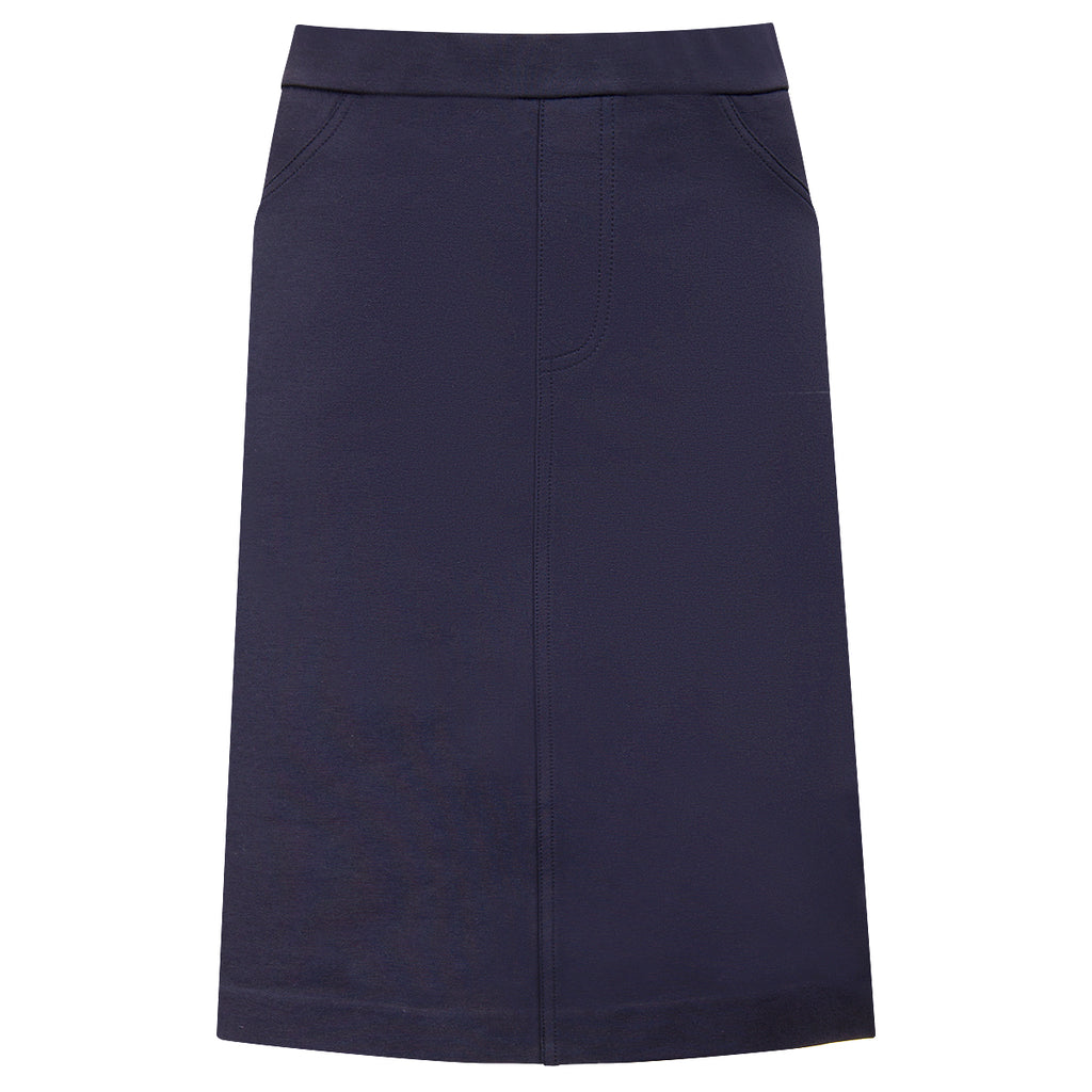 Stretch Cotton Knit Jean Skirt in Navy