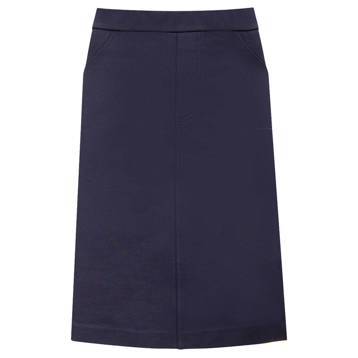 Stretch Cotton Knit Jean Skirt in Navy