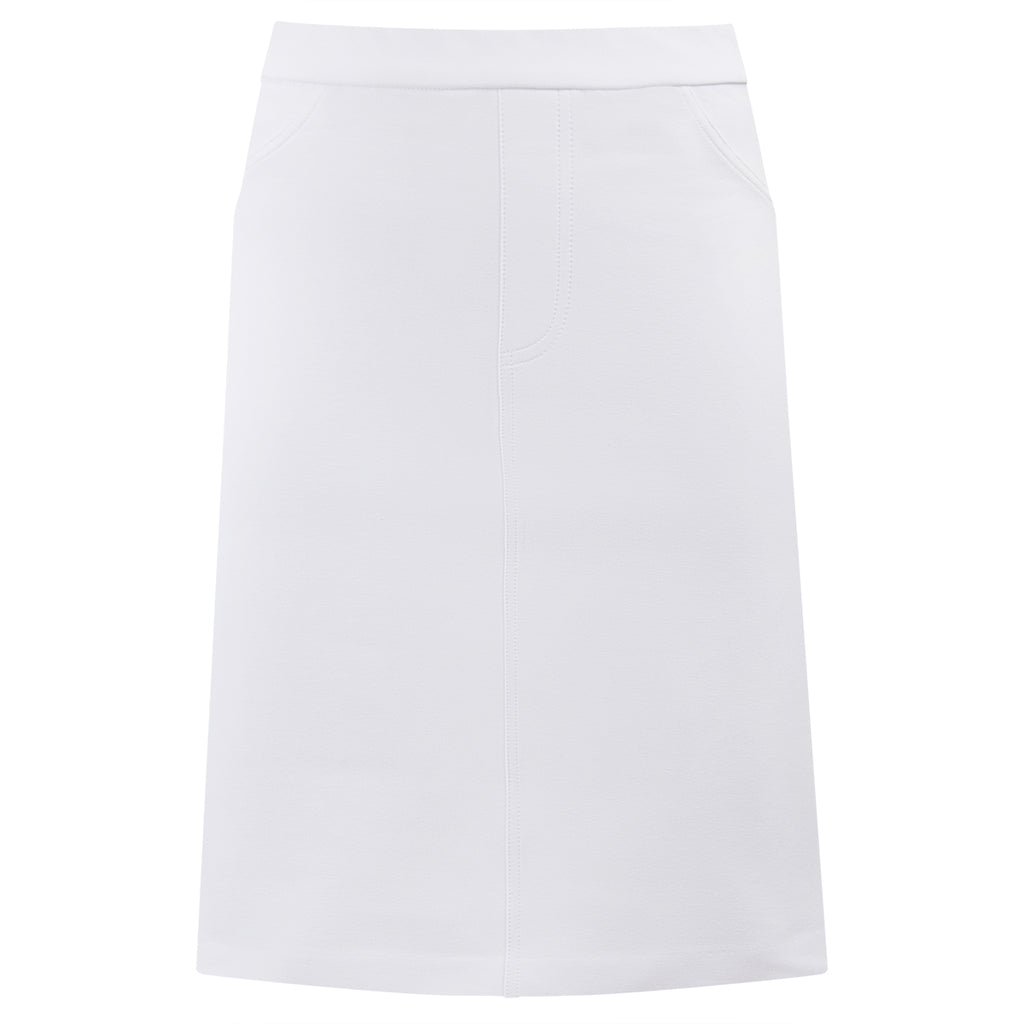 Stretch Cotton Knit Jean Skirt in White