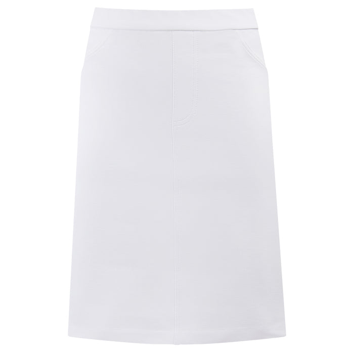 Stretch Cotton Knit Jean Skirt in White