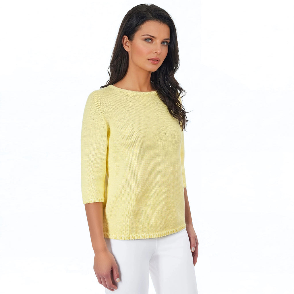 3/4 Sleeve Pullover in Lime Yellow