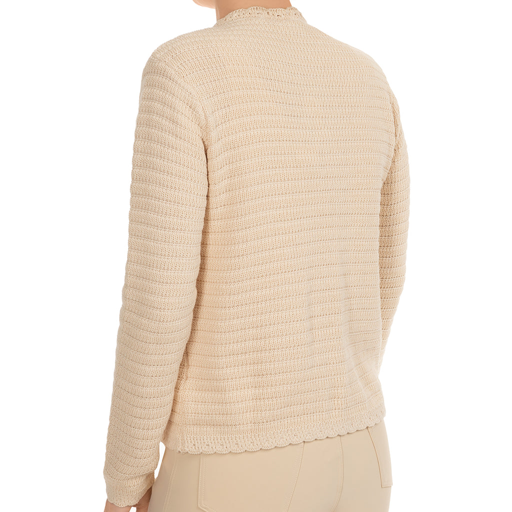 Scallop Edge Cardigan in Flax