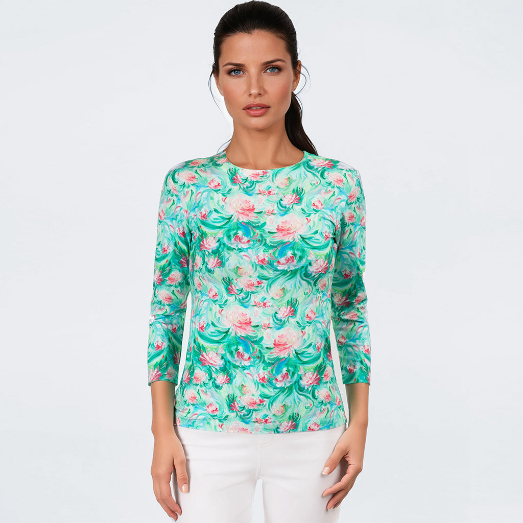 Shaped Knit Tee in Dahlia Flora