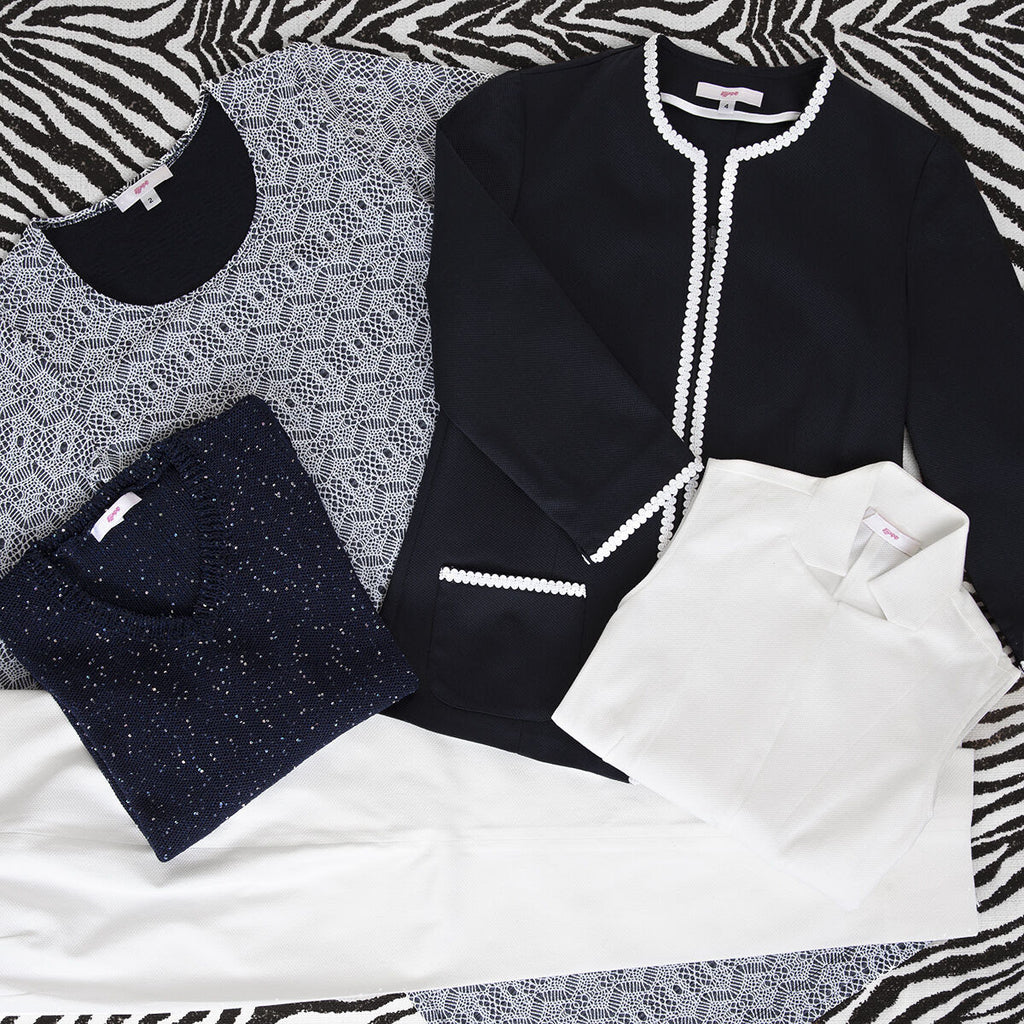 Braid Trim Pique Jacket in Navy