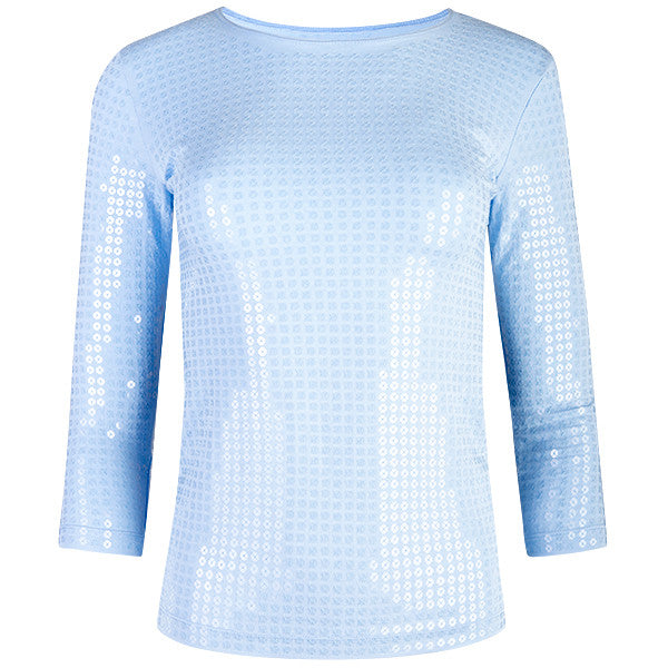 Sequin Shaped Knit Tee in Giorgio Blue
