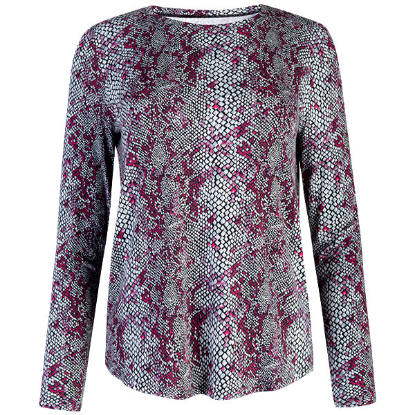 Yoke Relaxed Fit Tee in Fuchsia Snake