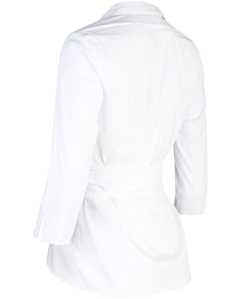 Tie Waist 3/4 Sleeve Shirt in White