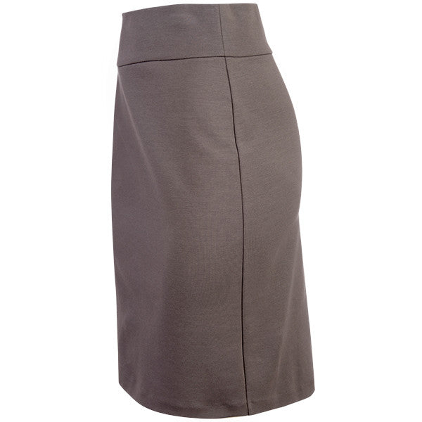 Cotton Knit Pull on Skirt in Gray Brown