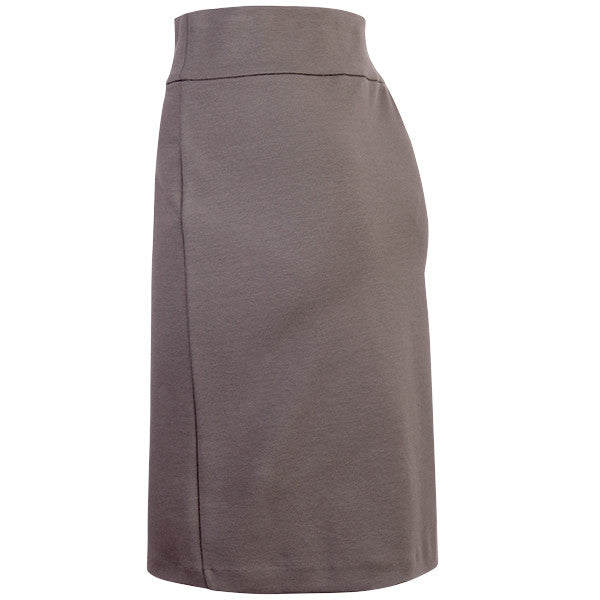 Cotton Knit Pull on Skirt in Gray Brown