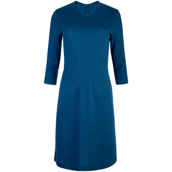 V Neck Knit Dress in Dark Teal