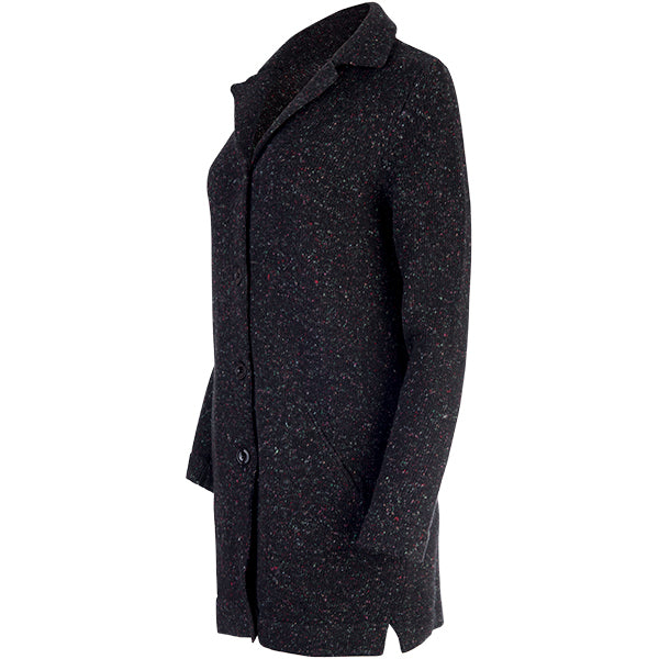 Tweed Cashmere Coat in Speckled Black