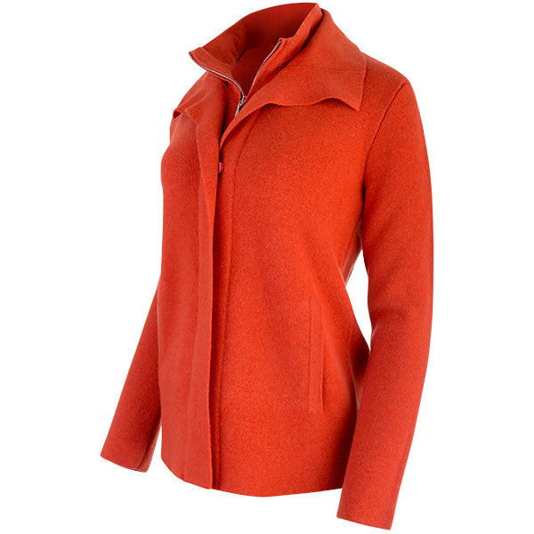 Double Collar Zip Front Cardigan in Burnt Orange