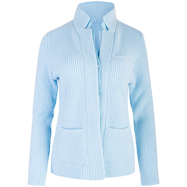 Double Collar Placket Blazer in Baby Blue