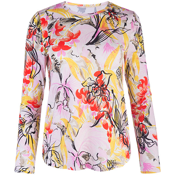 Yoke Relaxed Fit Tee in Tropical Orchids