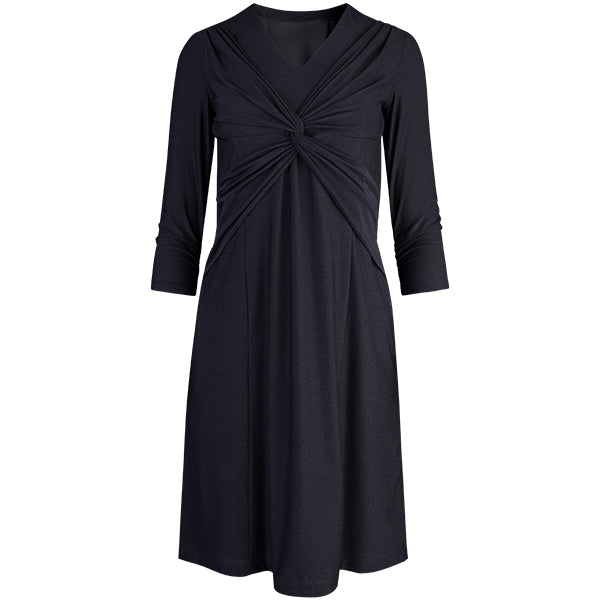 Criss Cross Metallic Jersey Dress in Black